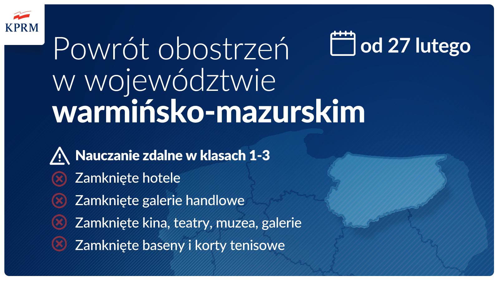 Powrót obostrzeń w województwie warmińsko-mazurskim